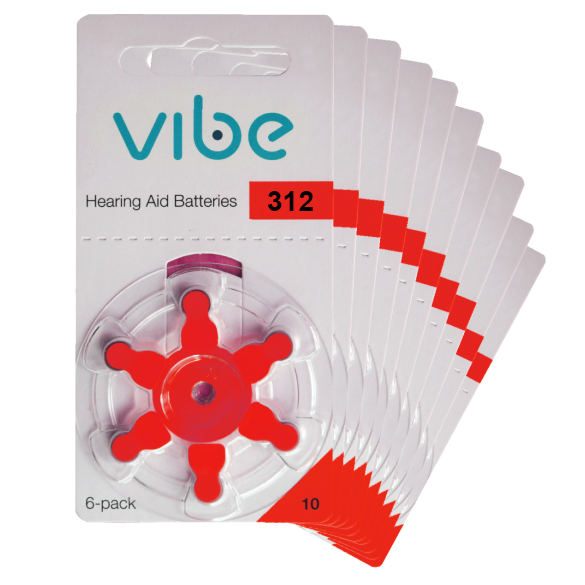 Vibe size 312 batteries 10x 6-packs